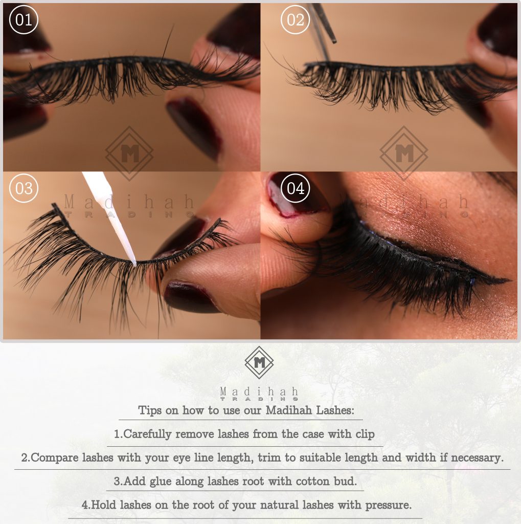 the tips to how to apply our Madihah Lashes.