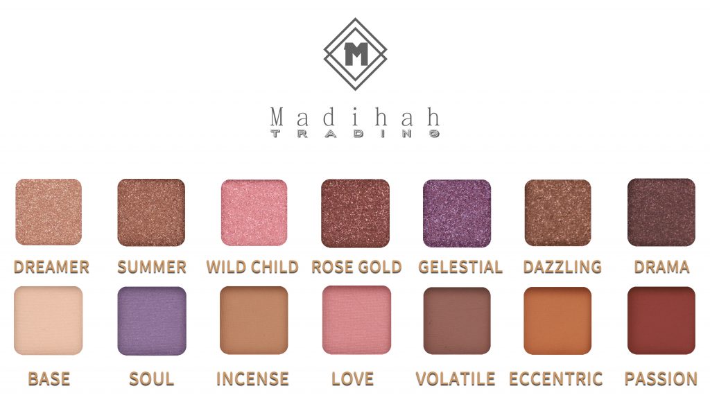 Madihah 14 colors makeup eyeshadow palettes swatches