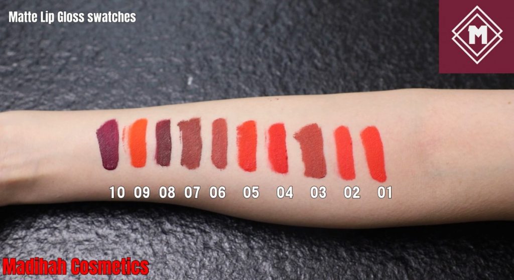 Matte Lip Gloss Swatches