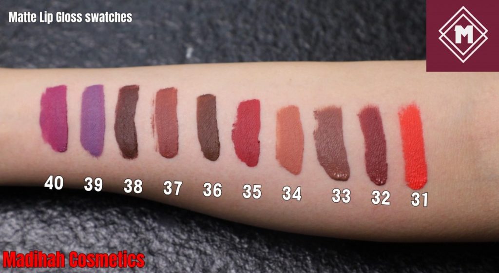 Matte Lip Gloss Swatches