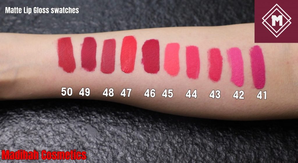 Matte Lip Gloss Swatches