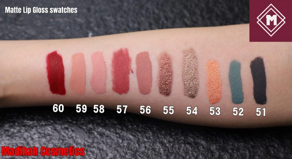 Matte Lip Gloss Swatches