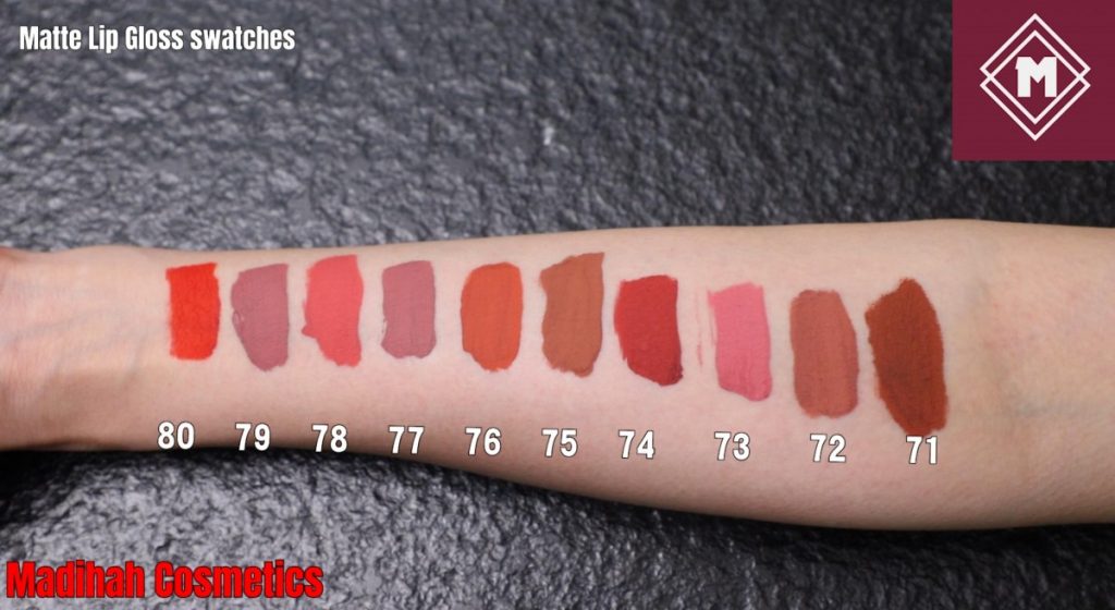 Matte Lip Gloss Swatches