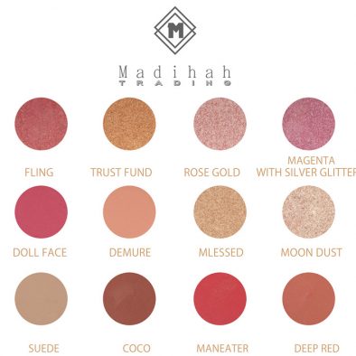 Madihah 18 colors makeup eyeshadow palettes swatches 01